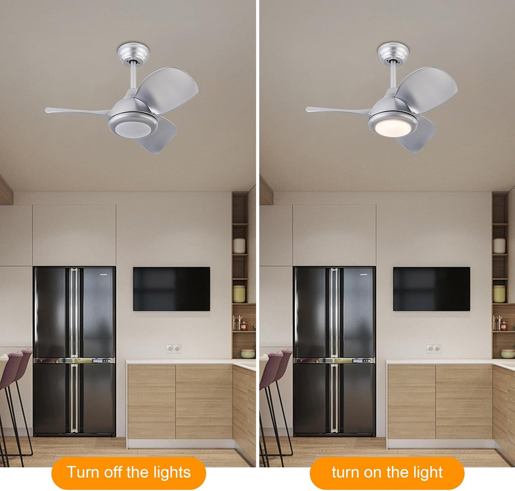 Ceiling Fans with Lights, 30 Inch Modern Low Profile Ceiling Fan with Remote Control 6 Speeds, 3000-6000K Dimmable Timing (1/2/4 hours) 3 Blades Large Ceiling Fan for Indoor and Outdoor Bedroom Patios