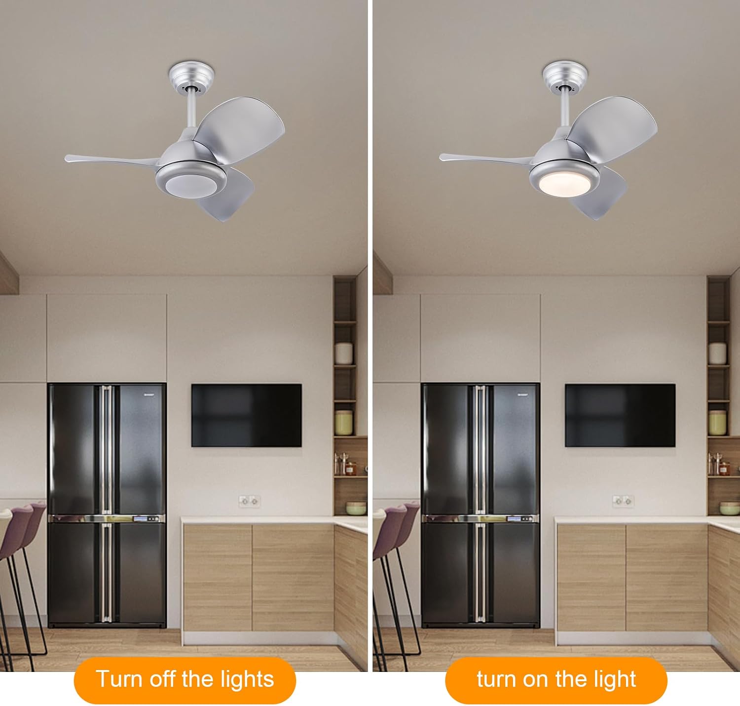 Ceiling Fans with Lights, 30 Inch Modern Low Profile Ceiling Fan with Remote Control 6 Speeds, 3000-6000K Dimmable Timing (1/2/4 hours) 3 Blades Large Ceiling Fan for Indoor and Outdoor Bedroom Patios