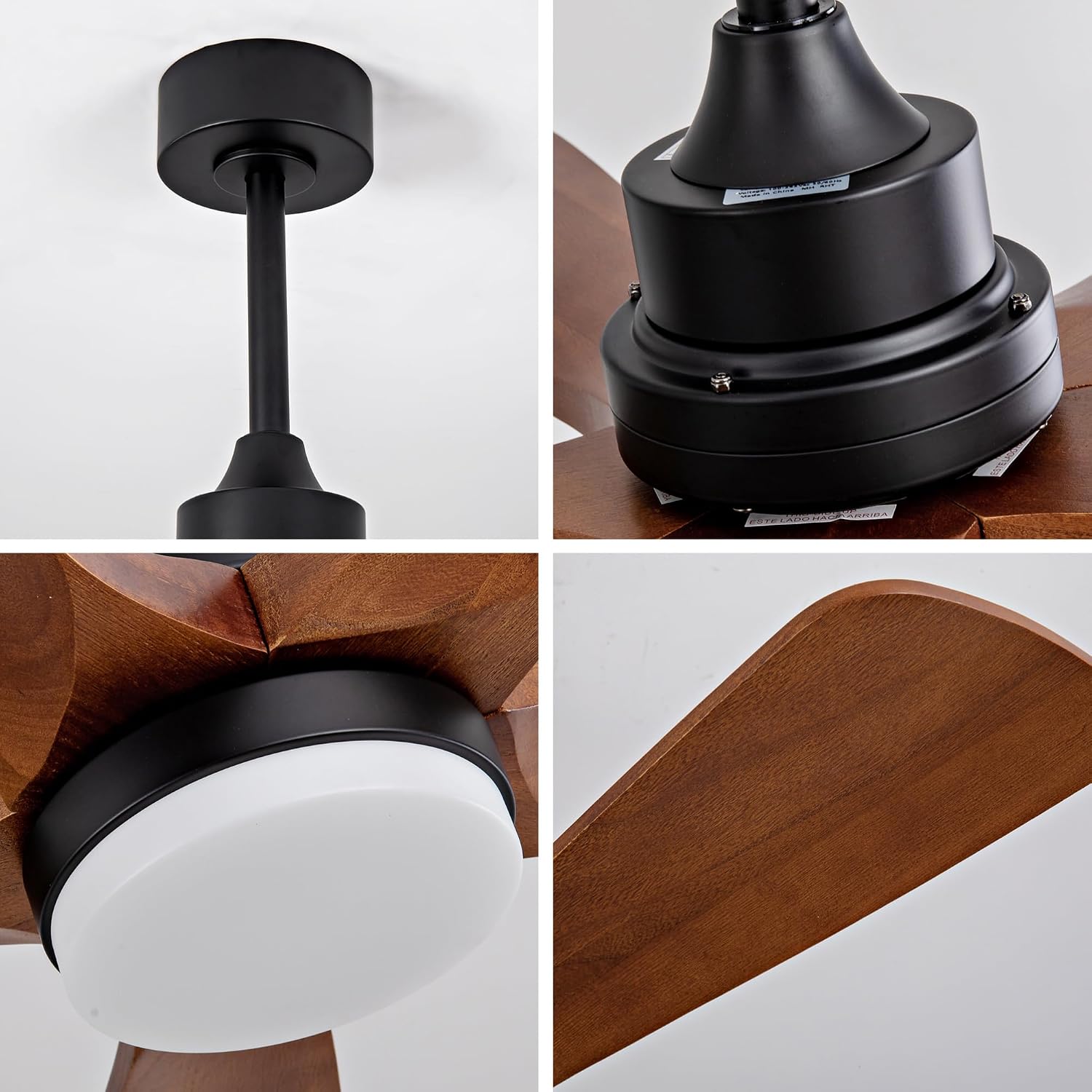 Modern Outdoor Ceiling Fan with Integrated LED Light and Remote Control for Covered Patios | 42-Inch Quiet Reversible DC Motor with Solid Wood Blades | Energy Efficient Farmhouse Style Air Circulation