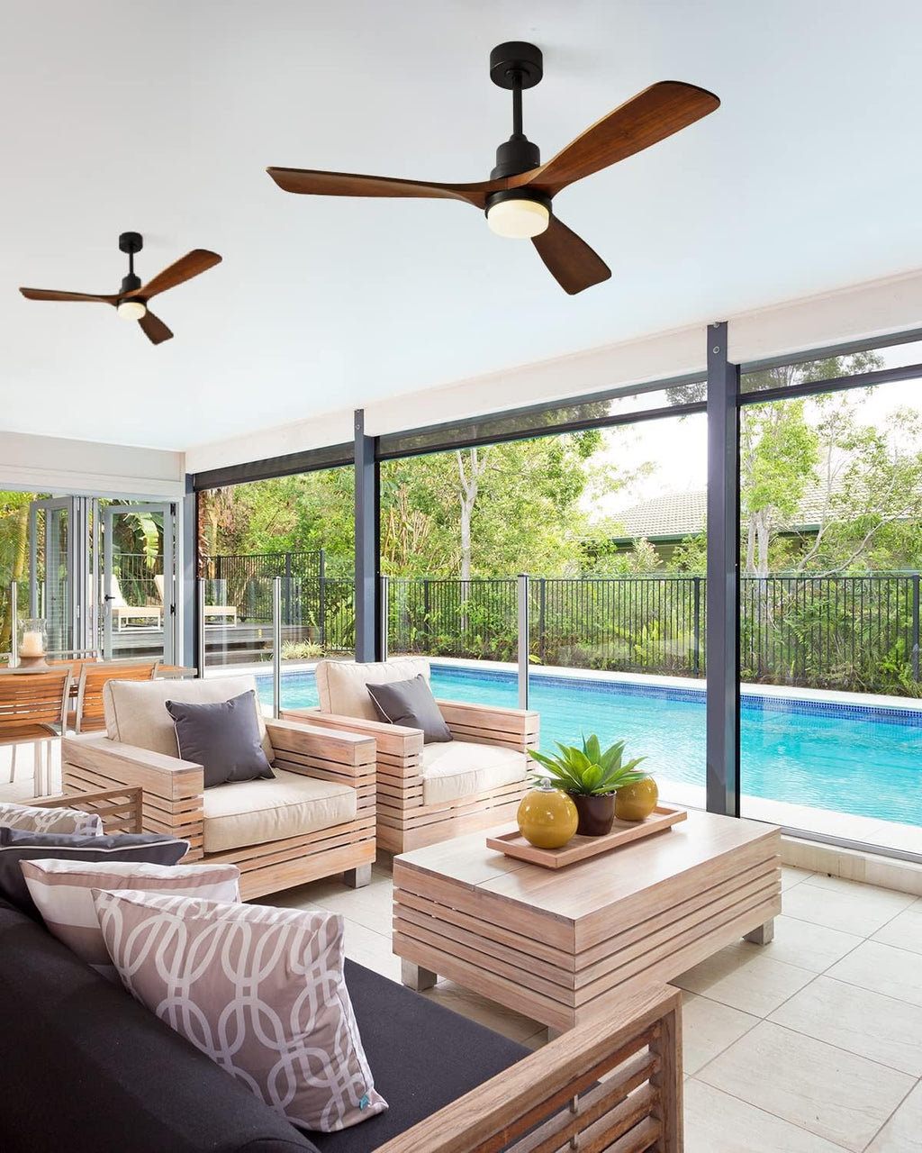 Modern Ceiling Fans with Lights, 3 Wood Fan Blades, 52' Black with Remote Control, Noiseless Reversible DC Motor for Bedroom/Living Room/Study/Patio