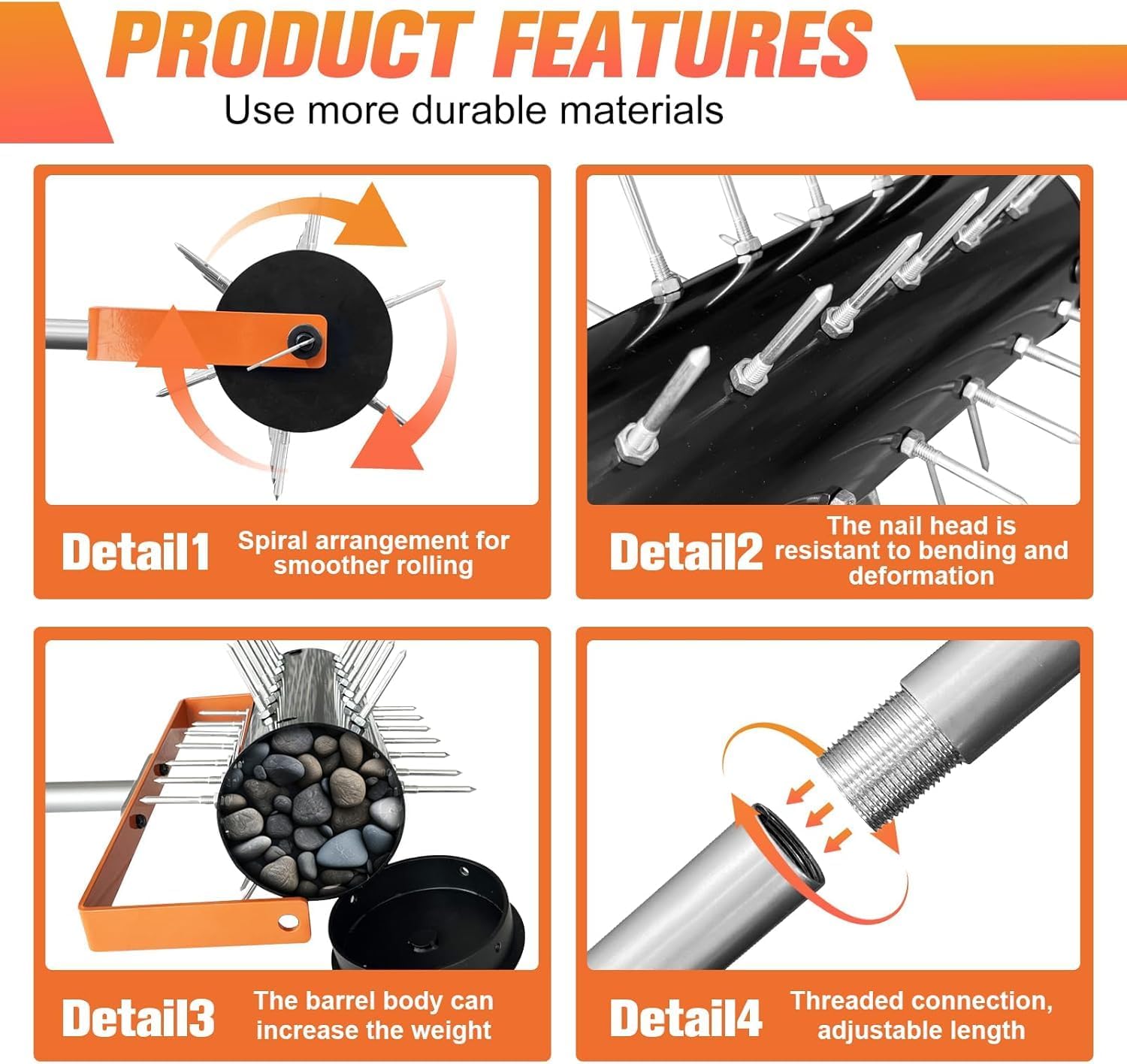 Rolling Lawn Aerator Tool Heavy Duty Manual Push Aerator Lawn Tool with 42 Spikes Lawn Aerator Spike Tool for Maintaining Garden Yard Soil Health