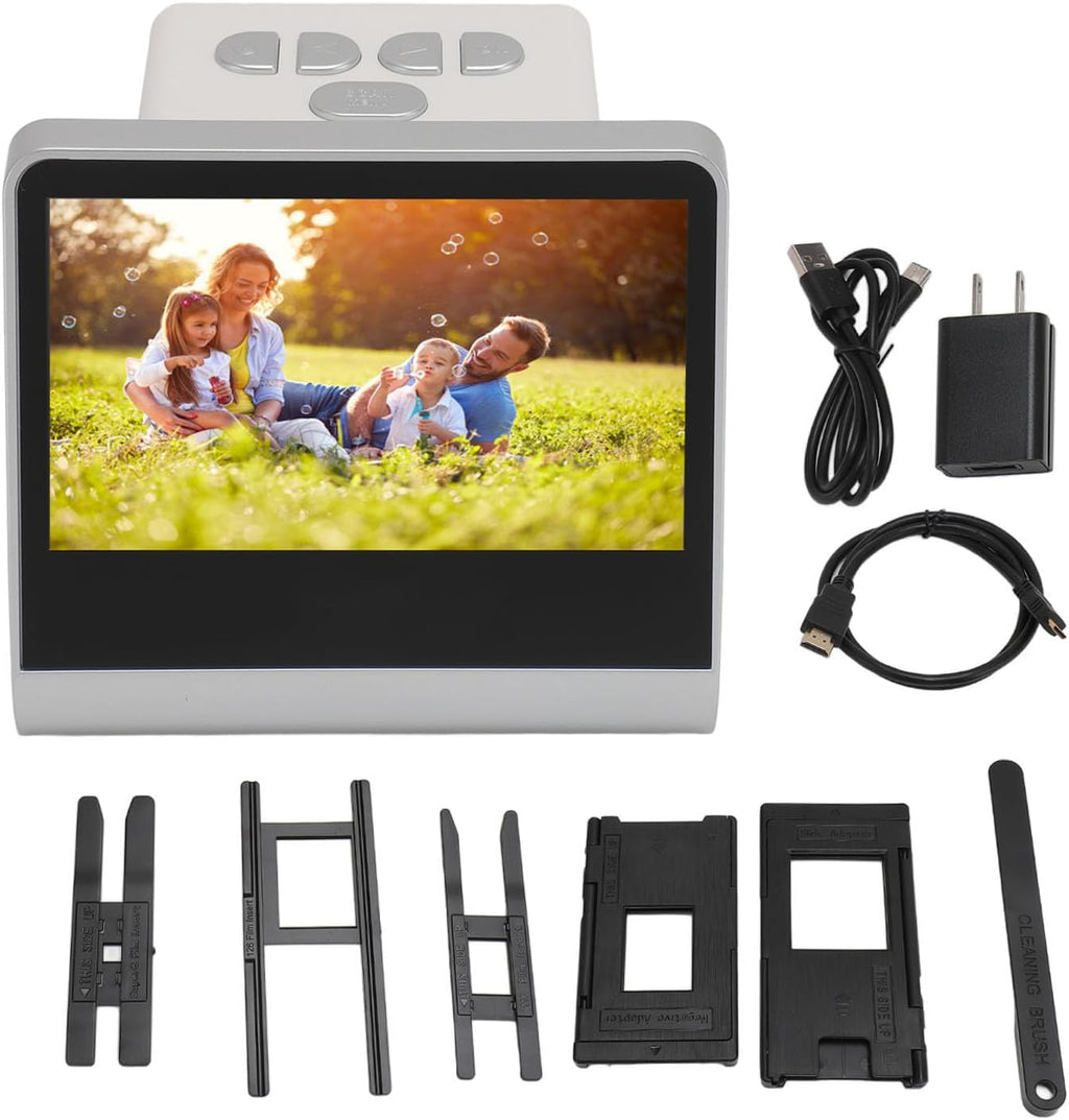 Film Scanner to Digital, 14MP 22MP Interpolation, 5in LCD Screen, 16G Memory, Converts Negatives Film into JPEG Files with Output, Easy to Operate for Sharing Memories (US Plug)