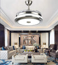 36' Modern Ceiling Fan with Light and Remote Control Retractable Chandelier Fixture 3 Lighting Color 3 Speed Fandelier for Kitchen Bedroom