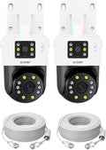 ZOSI 2 x C298 Pro 4K 8MP Dual-Lens(2x4MP) Add-on Security PoE IP Camera Outdoor, 360 View PT Camera, Person/Vehicle Detect, Spotlight Siren Alarms, Color Night Vision,Only Work with ZOSI PoE NVR