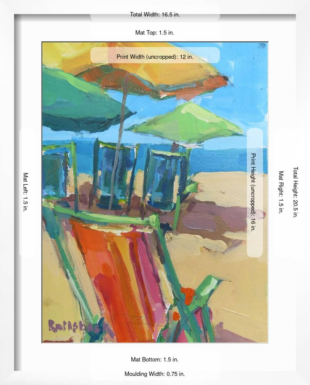 ART.COM Wall Art Print Beach Days on White Frame by Page Pearson Railsback, 17' x 21'