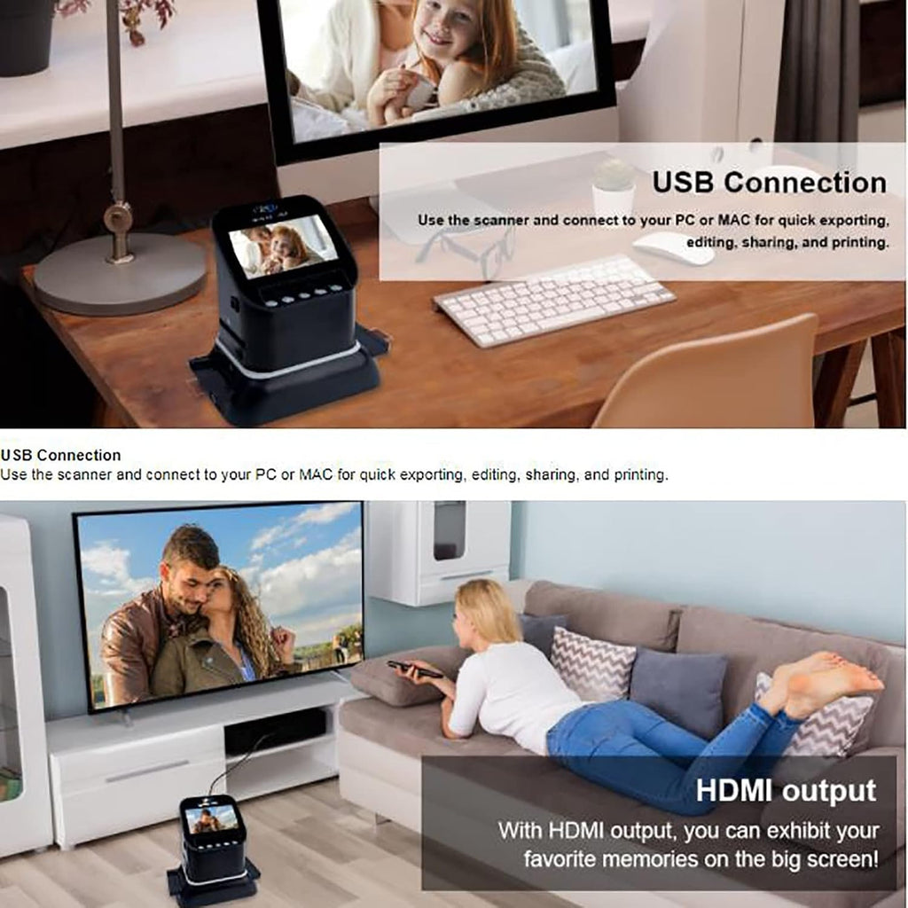 Film Slide Scanner, Digital Film Converter with 4.3'LCD Screen, 120 High Resolution Film Scanner, Convert 35Mm, 135, 126, 127 Negative & Slides to Digital JPEG