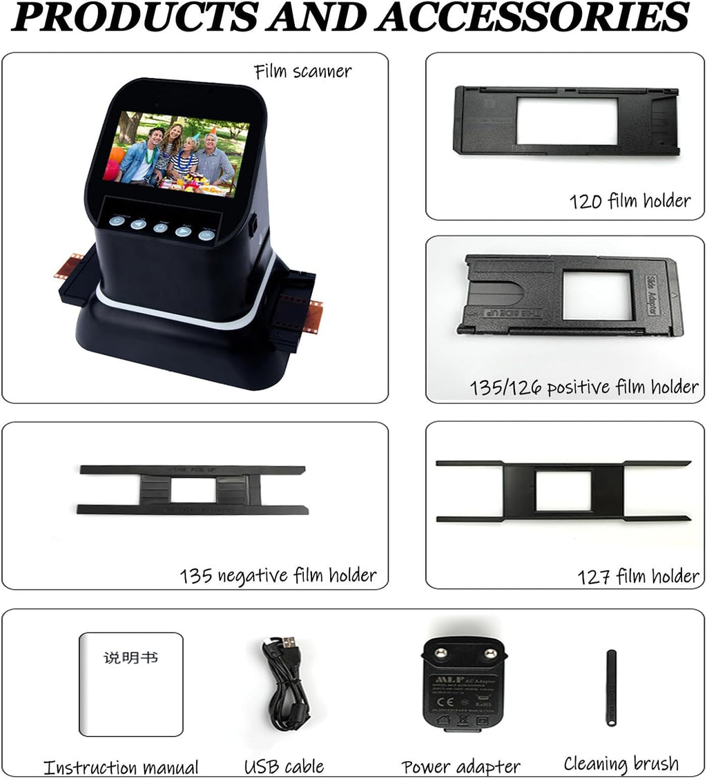 120 126 127 135 Film Negative Scanner 22 MP High Resolution Slide Viewer,Convert 35mm Film &Slide to Digital JPEG, No Computer/Software Required