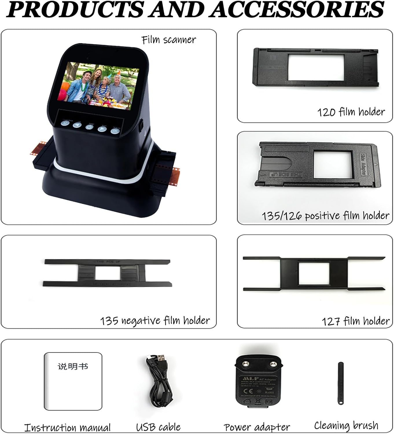 Film and Slide Scanner, Film and Slide Scanner with 4.3'LCD Screen, All-in-1 22MP, 120 High Resolution Film Scanner, 1080P LCD Screen, Digital Film Converter