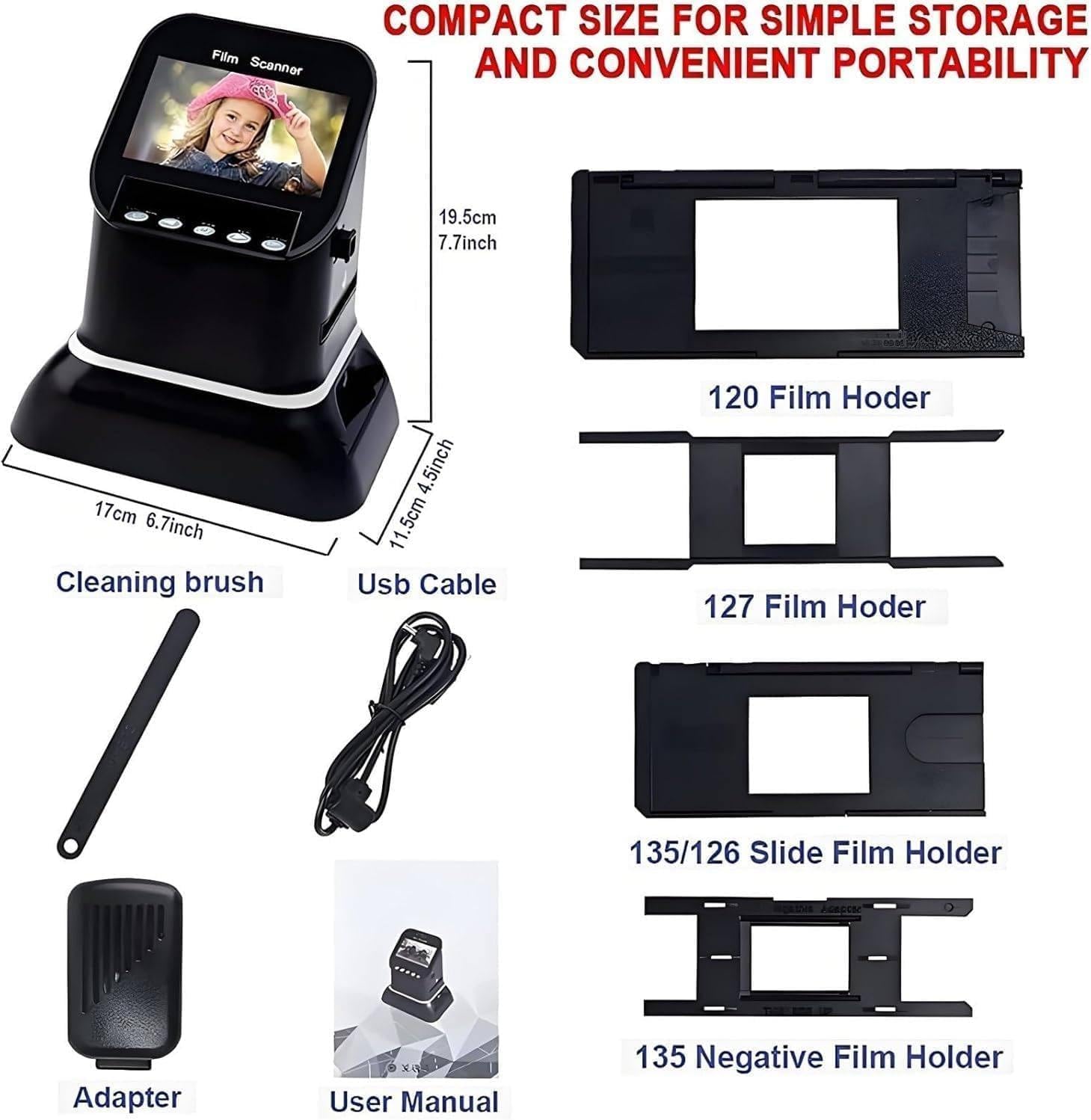 Digital Converter for 1080p Film, Supports 5 Film Formats 120, 1080p LCD Screen, Easy Scanning Solution for Archiving Memories