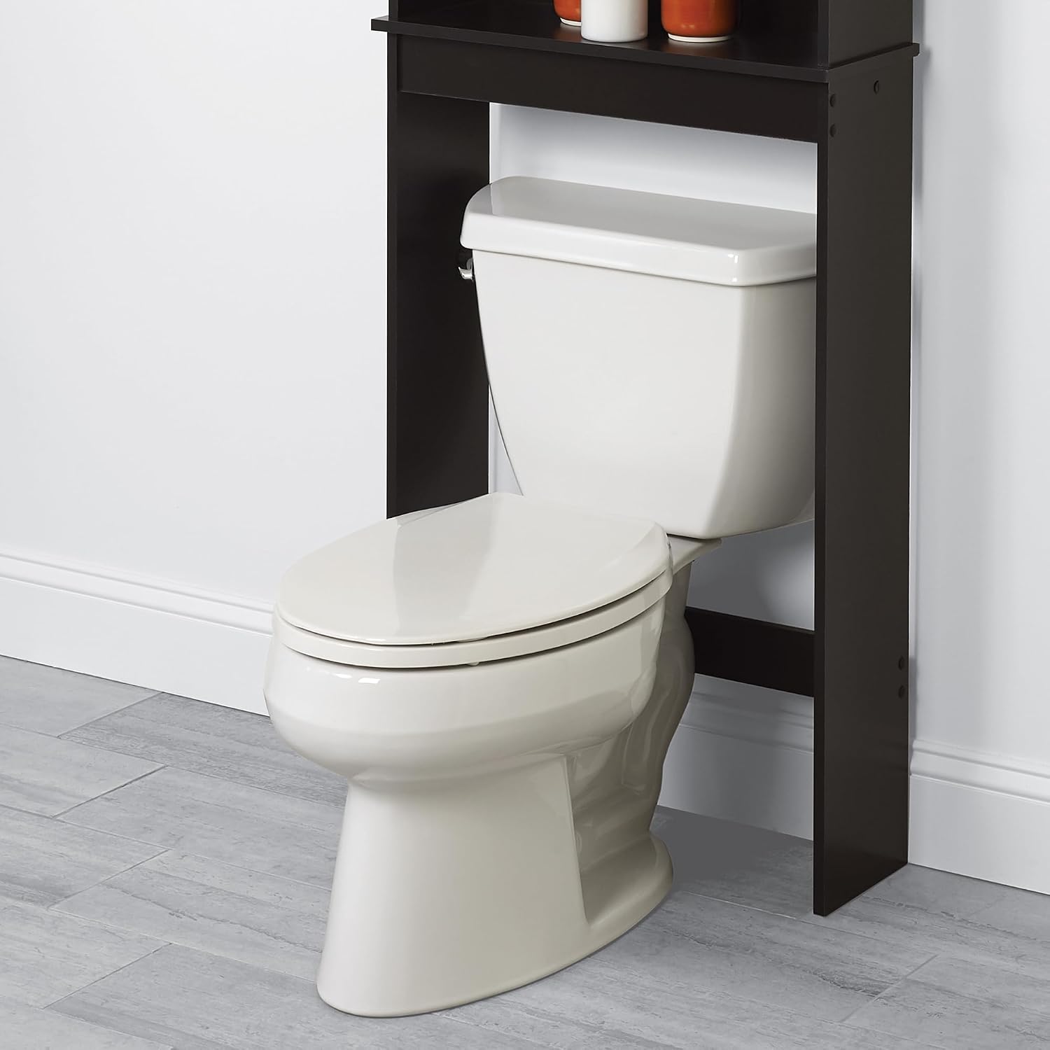 Zenna Home Over-the-Toilet Spacesaver, Bath Storage Shelves with Glass Doors, Espresso