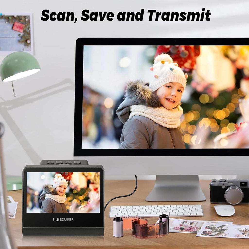 22MP Digital Film Scanner, Film and Slide Scanner with 5in LCD Screen, 16GB Memory, Convert 35mm, 110, 126 Slides and Negatives to Digital Photo