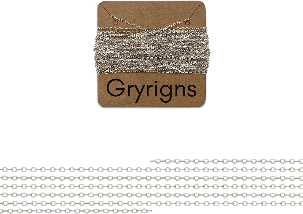 Gryrigns 20Feet 1.1mm 925 Sterling Silver Flat Cable Chain Link Bulk for DIY Craft Jewelry Making (7.92 Grams)