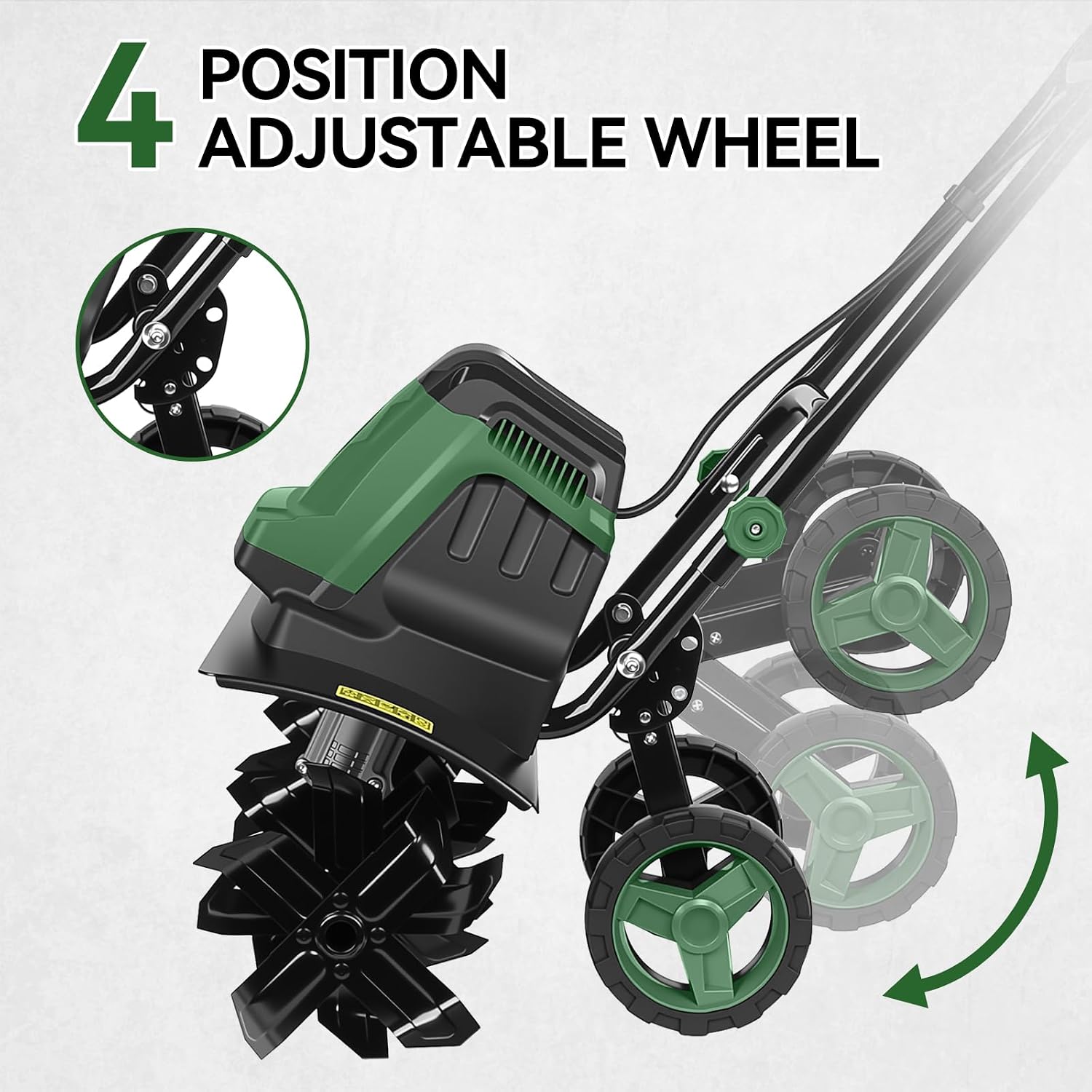 18 Inch Electric Tiller Cultivator, 15 Amp Corded Tiller with Foldable Handle, 6 Steel Tines with Wheels for Lawn, Garden and Field Soil Cultivation