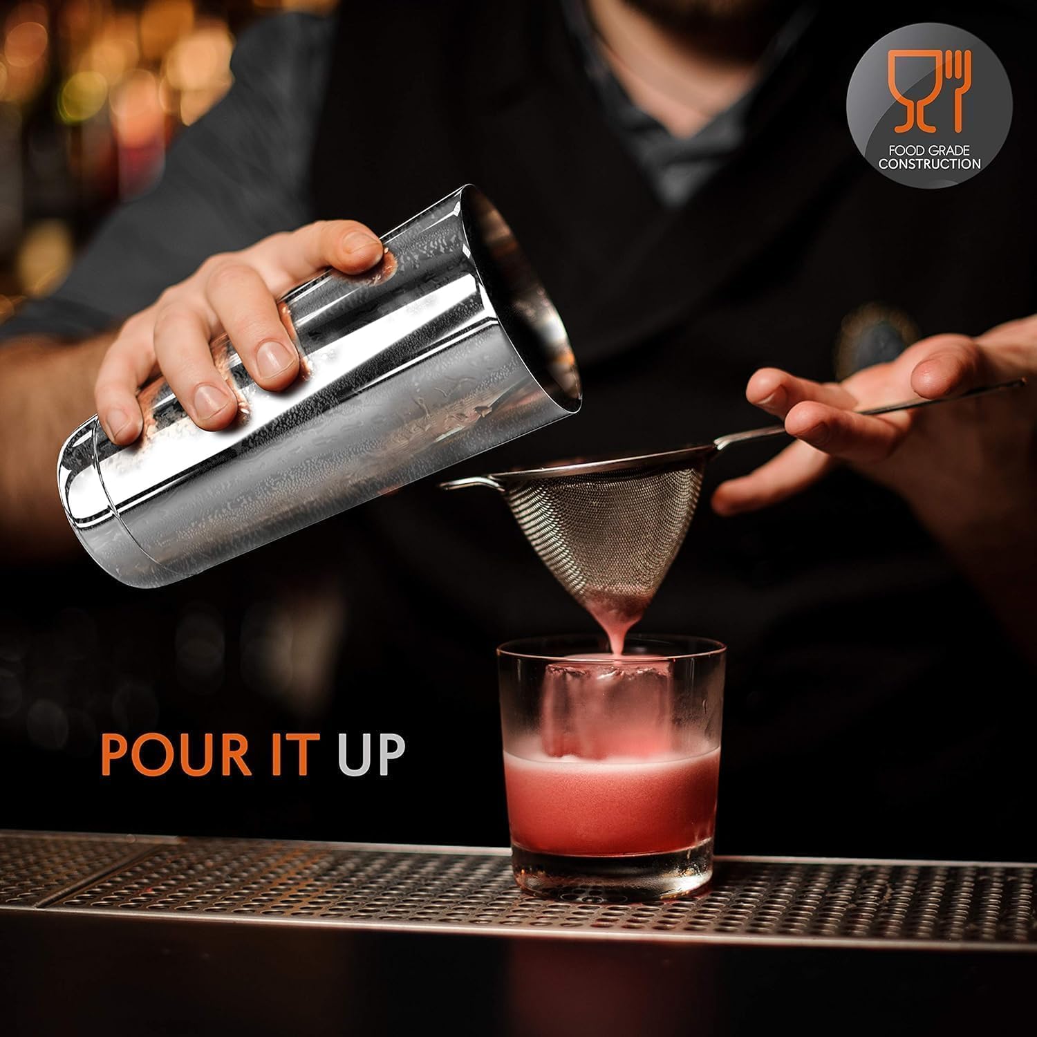 NutriChef Mixology Bartender Cocktail Shaker Set-Includes 15&30 oz Stainless Steel Shakers,6 Bottle Pourers&More-Essential Martini Making Kit-Drink Mixing Set-15 Piece Cocktail Bar_Set (Pack of 12)