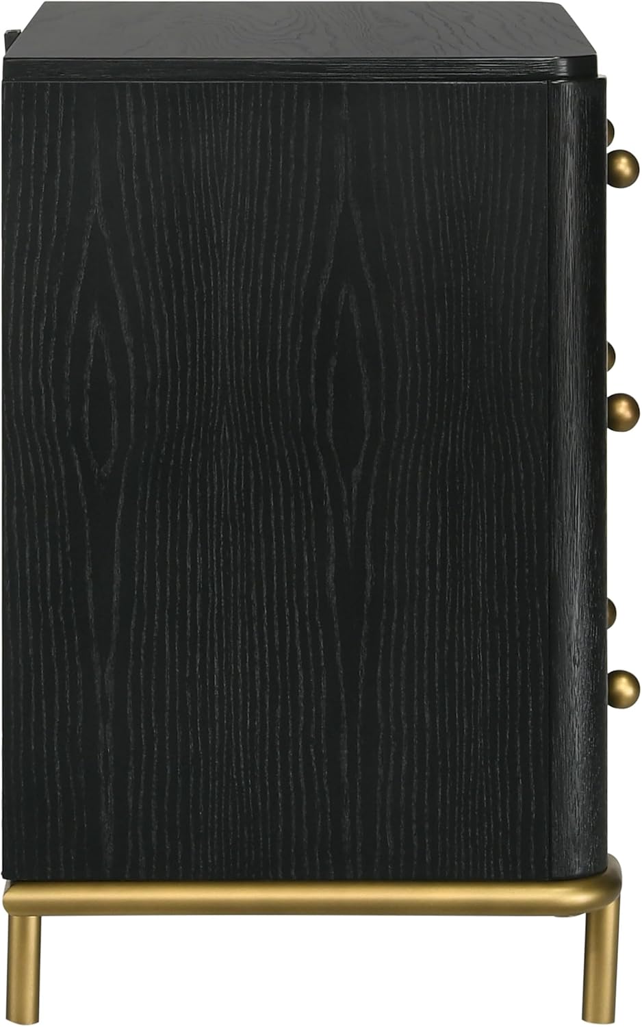 Coaster Home Furnishings - Arini - Wood - 3-Drawer Nightstand with Dual USB Ports, Felt-Lined Top Drawer, Aged Brass Round Knobs and Metal Base - Bedroom - Black - 224332