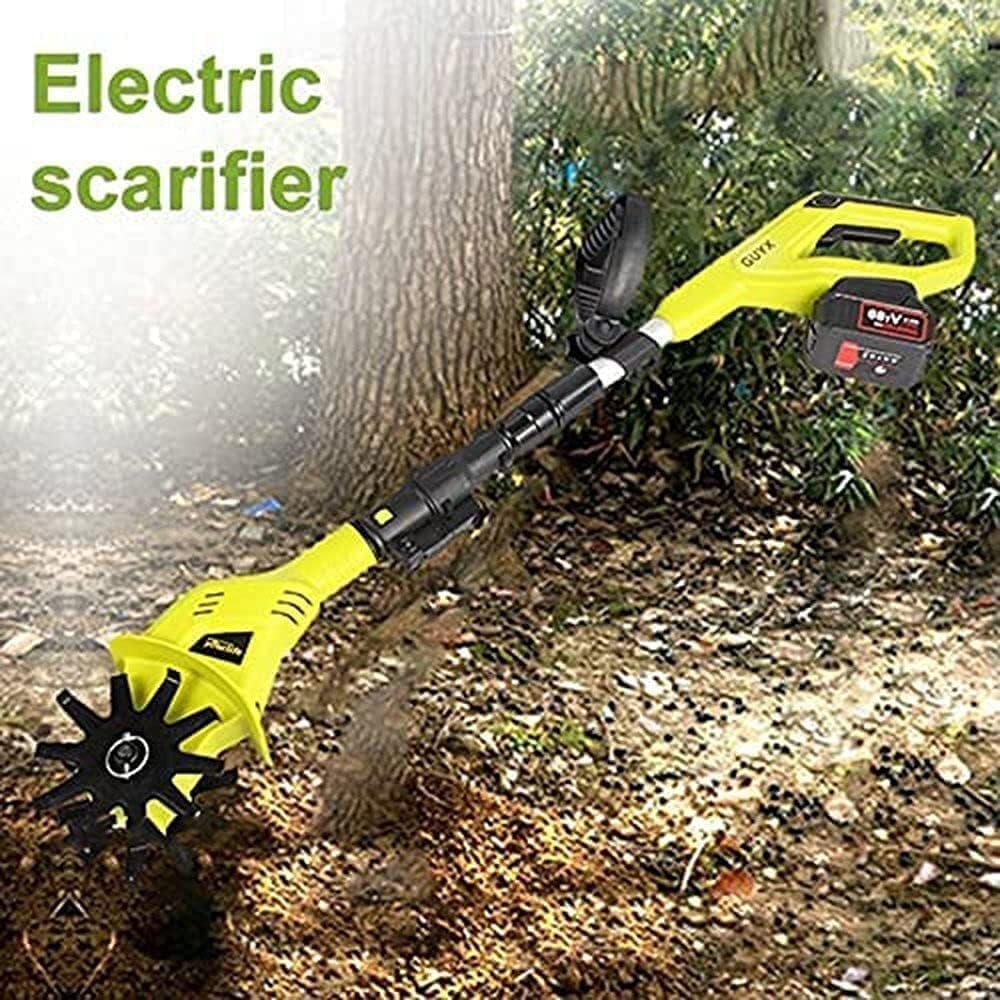 MAibuL LNNW Garden Cultivator Electric Cordless Garden Cordless Tiller Retractable Pole Electric Tiller with 4 Ah Lithium Battery and Quick Charger for Garden, Vegetable Plots