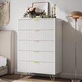 MAISONARIA 5 Drawers Dresser for Bedroom, 47' Tall Modern Chest of Drawers with Gold Handle, Fluted Wood Dresser for Bedroom, Living Room, Hallway, Entryway, White