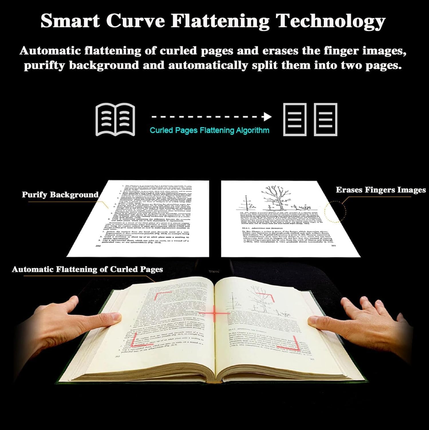 Large Format Book Scanner, Capture Size A2, 23MP High Resolution, with Auto-Flatten, Fingerprint Removal Technologies, Adjustable Height, Multi-Language OCR
