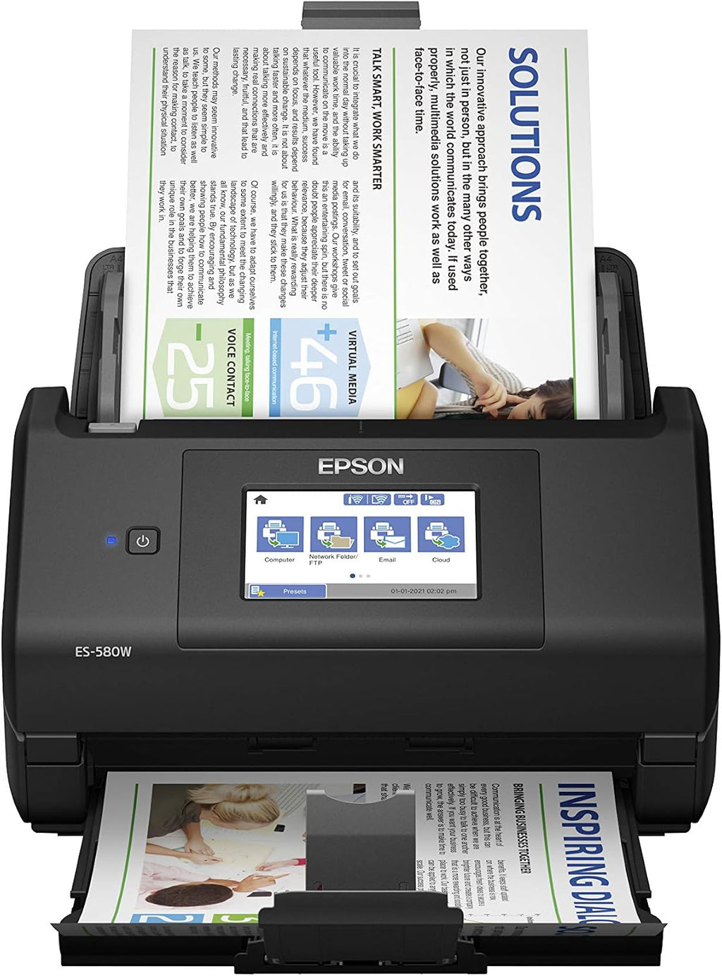 Epson FastFoto FF-680W Wireless High-Speed Photo and Document Scanning System, Black & Workforce ES-580W Wireless Color Duplex Desktop Document Scanner for PC and Mac