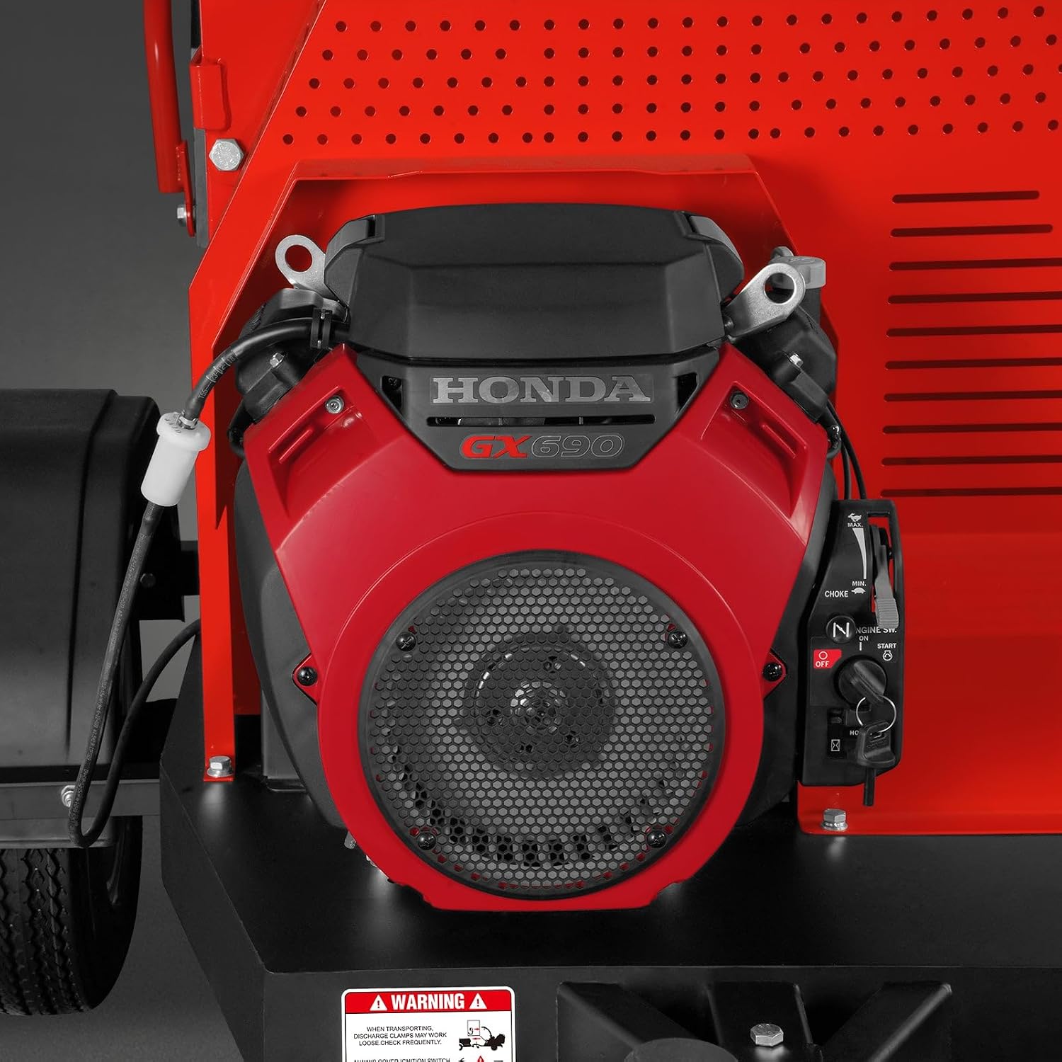 MechMaxx 7'' inch Honda 688cc 22HP Twin Cylinder Electric Starting Gasoline Powered Engine Hydraulic Feeding Towable Wood Chipper Shredder Mulcher with Towbar/Tail Light/Emergency Stop Bar, DCH7