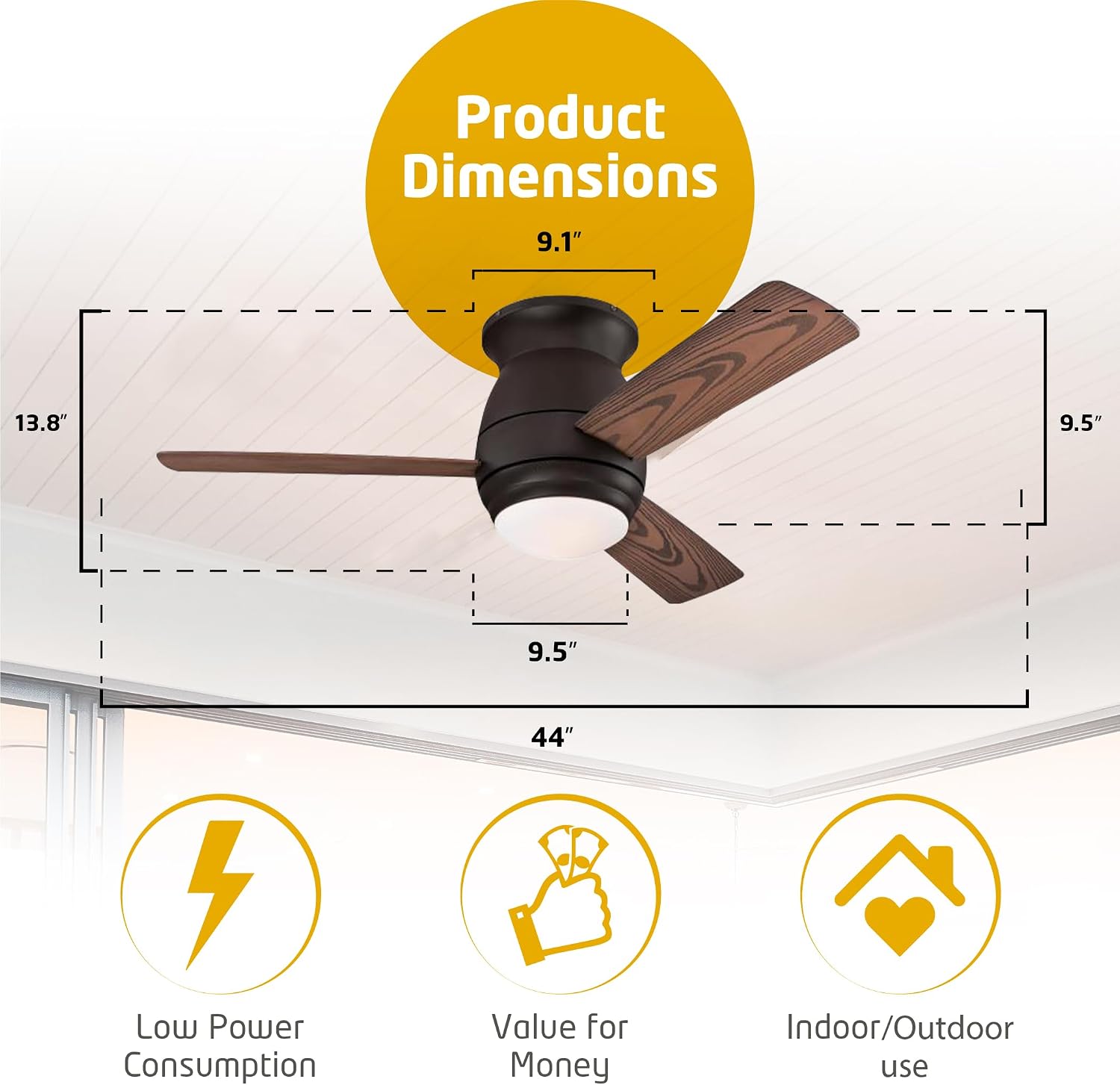 Ciata 44-inch Ceiling Fans with Lights – Smart Ceiling Fan for Bedroom/Living Room – Advanced Ceiling Fan with Remote Compatible with Alexa/Google Home – Wi-Fi Fans for Home – Black Bronze Finish