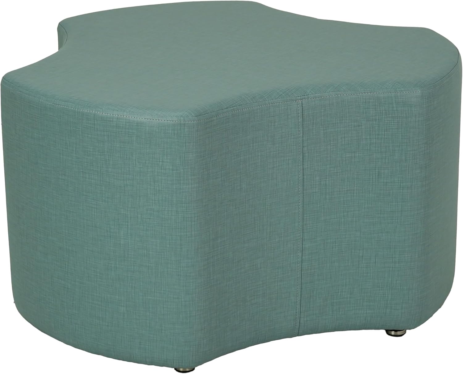 FDP Pro Series Cog Accent Ottoman (18' Height) Hand Upholstered Commercial Furniture for Hotel Lobby, Office, Restaurant, Home and More Collaborative and Configurable Seating - Sky Blue Crosshatch