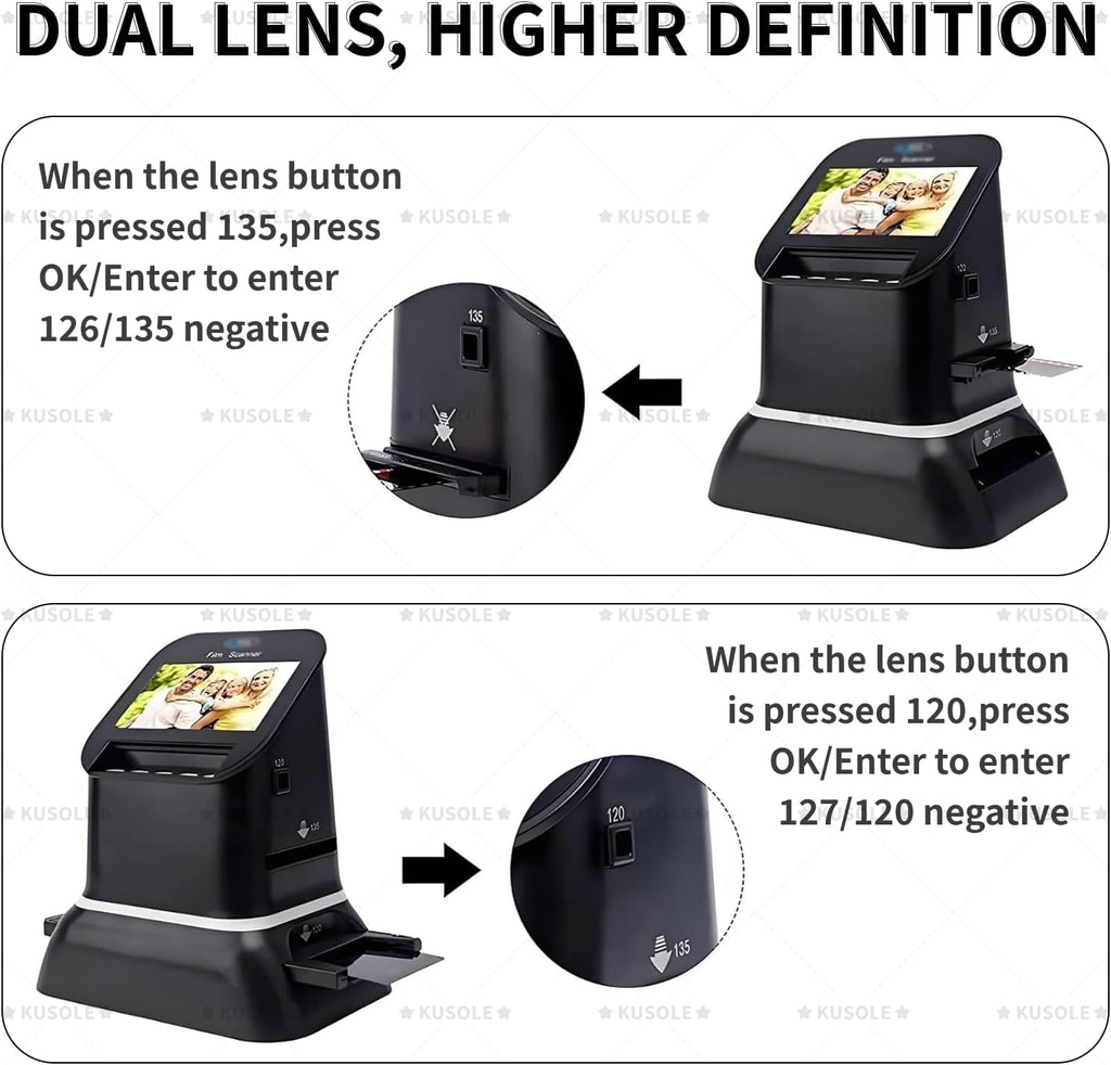 120 126 127 135 Film Negative Scanner 22 MP High Resolution Slide Viewer, Converts 35mm Film and Slides to Digital JPEG