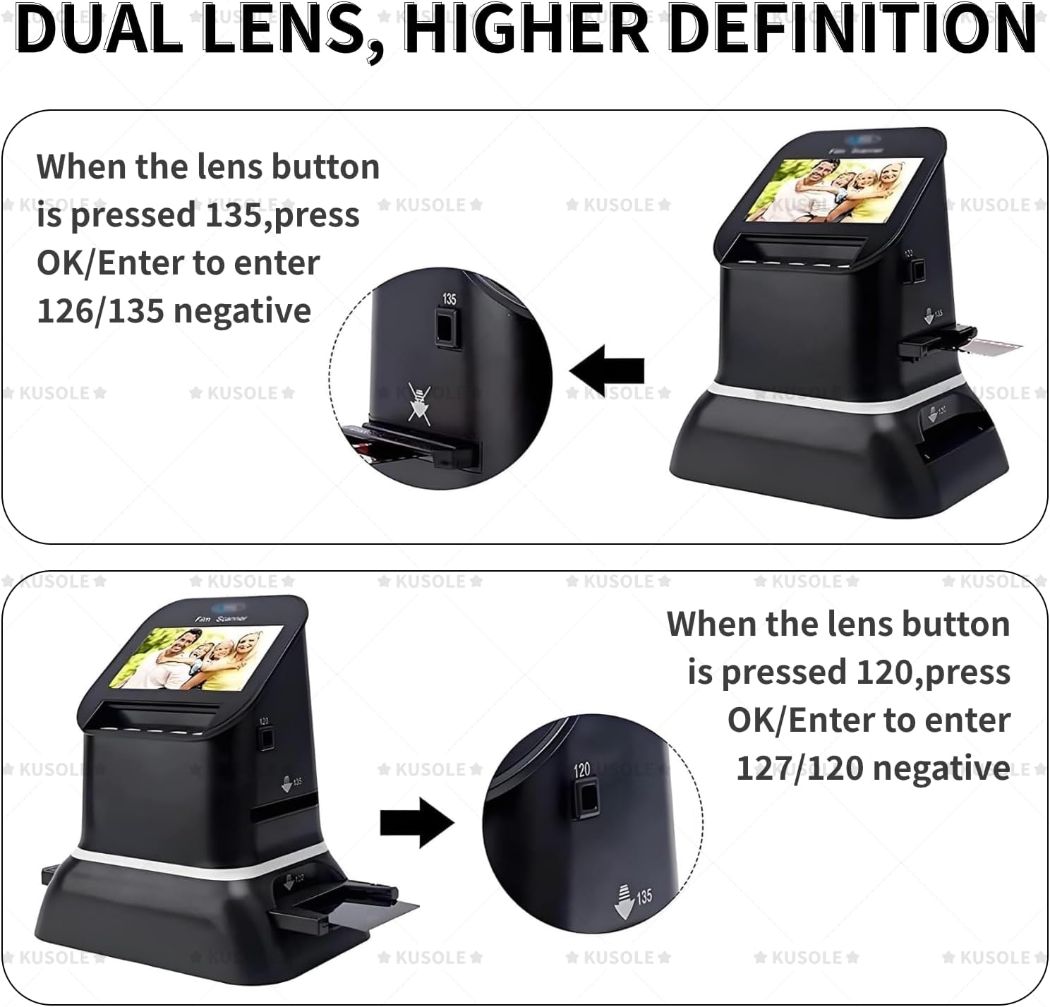 Digital Film and Slide Scanner, with Large 4.3' Display, Convert 35mm, 135, 126, 127 Negative & Slides to Digital JPEG,High Resolution Slide Viewer