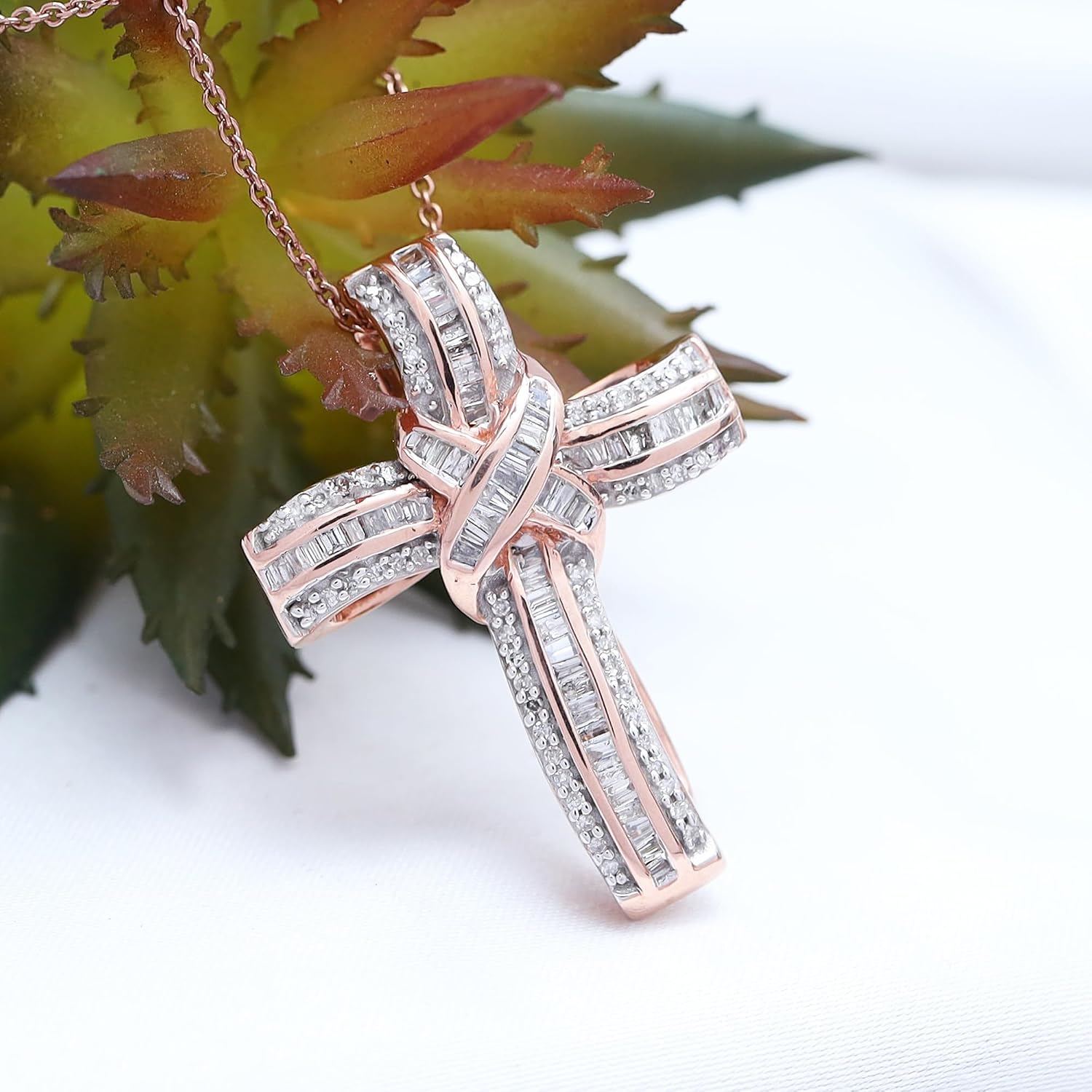 Infinity Cross Diamond Pendant Necklace for Women & Men, 1.00 Cttw Natural or Lab-Grown Diamond in 14K Gold Over 925 Sterling Silver, Religious Christian Jewelry Gift with 18' Chain