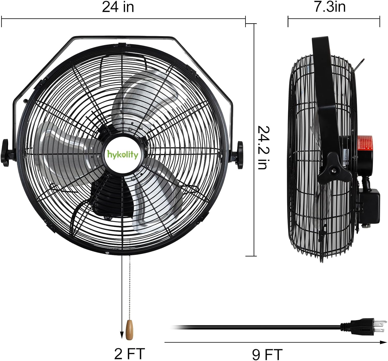 hykolity 5400 CFM 20 in. Outdoor Wall Mount Fan, 3-Speed Industrial Grade High Velocity Outdoor Fans, Waterproof Wall Fan for Patio, Garage, Commercial, and Gazebo - UL Listed, 2 Pack