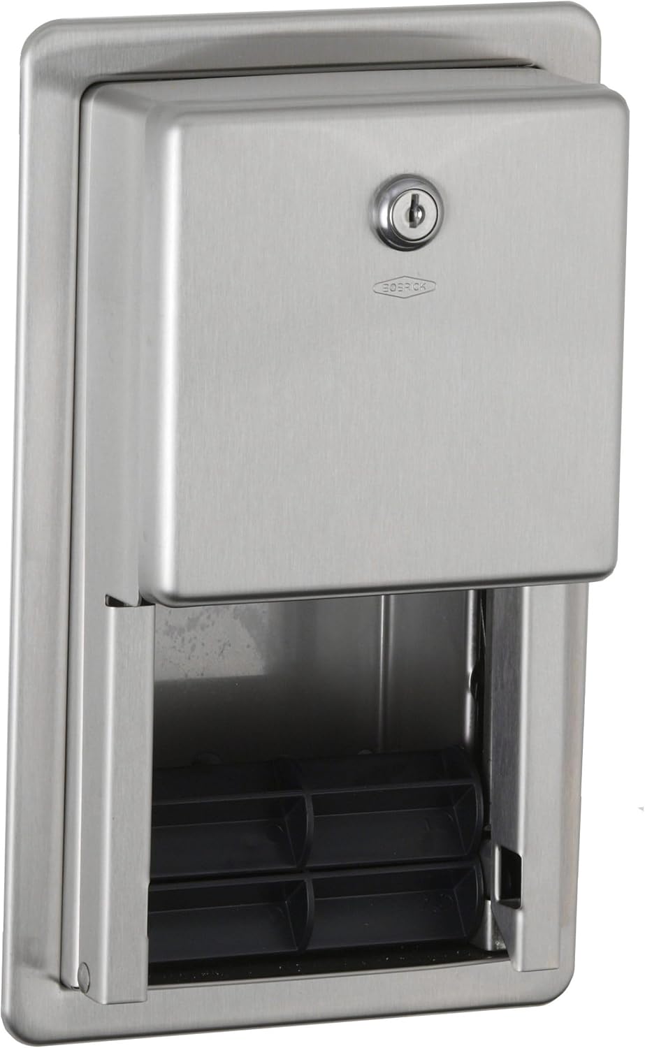 BOBRICK 3888 ClassicSeries Stainless Steel Recessed Multi-Roll Toilet Tissue Dispenser, Satin Finish, 12-1/2' Height, 7-9/16' Width 2-15/16' Depth