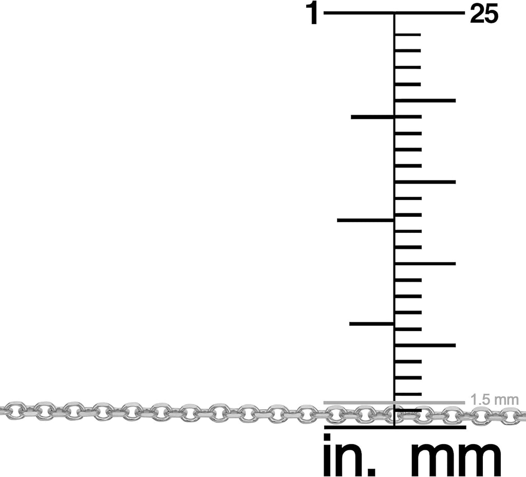 Kooljewelry 14k White Gold 1.5 mm Diamond-cut Cable Chain Necklace (16, 18, 20 or 24 inch)
