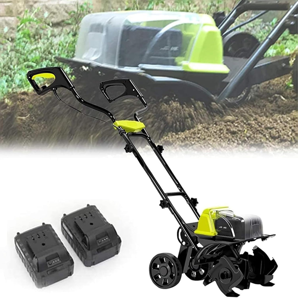 Electric Tillers Rotavator with 2 Batteries,Cordless Cultivator for Ground Preparation,Lawn Aerator for Gardening