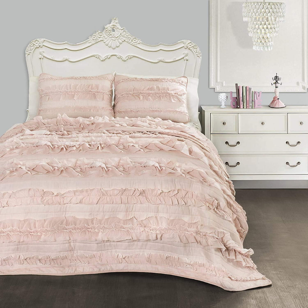 Lush Decor Lush Décor Belle 3 Piece Quilt Set, King, Pink Blush