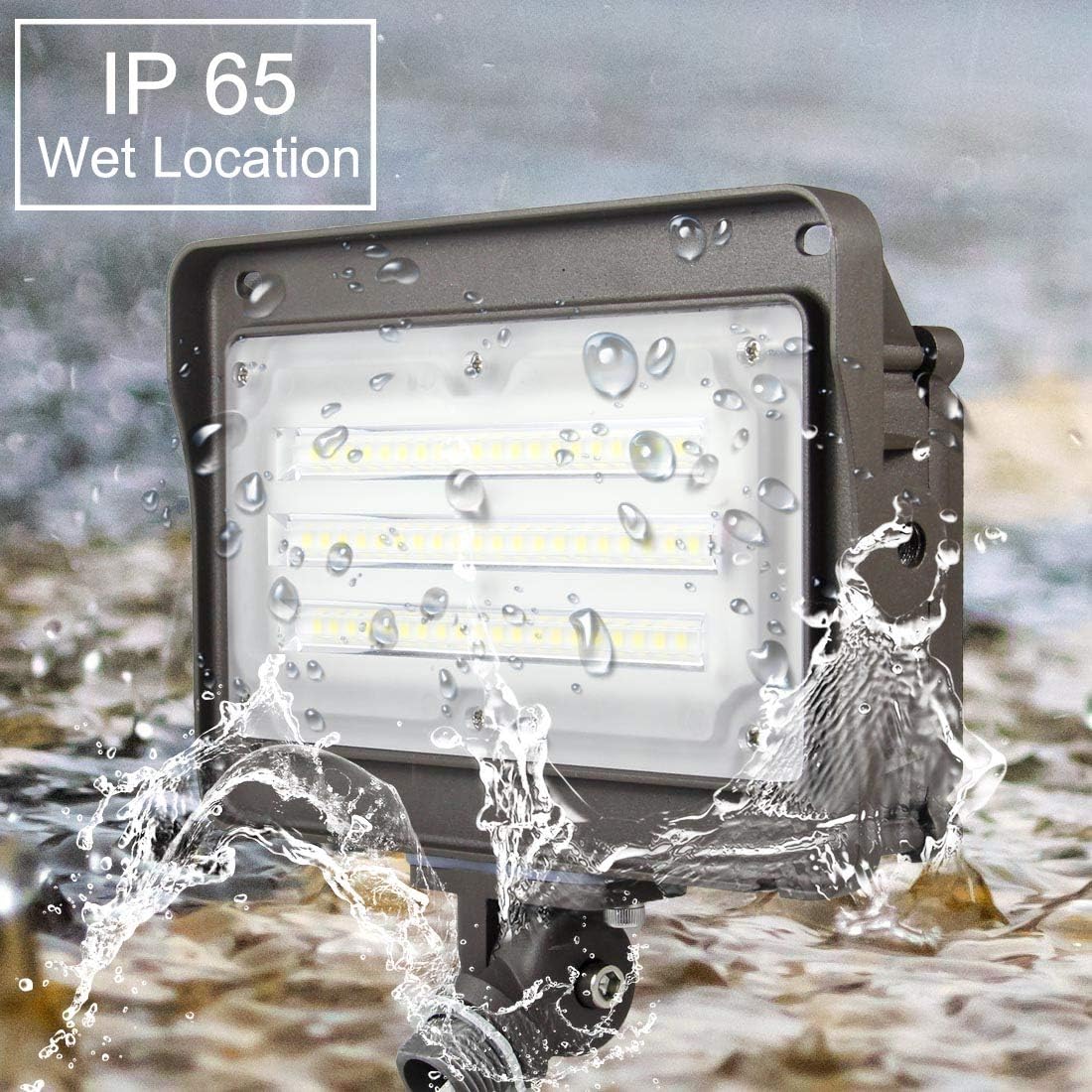 kadision LED Flood Light Outdoor 50W, 6500LM (200W HPS/MH Equiv.) 5000K Daylight, Waterproof Knuckle Mount LED Outdoor Flood Lights for Garden Porch Yard, 100-277V ETL-Listed 3-Pack