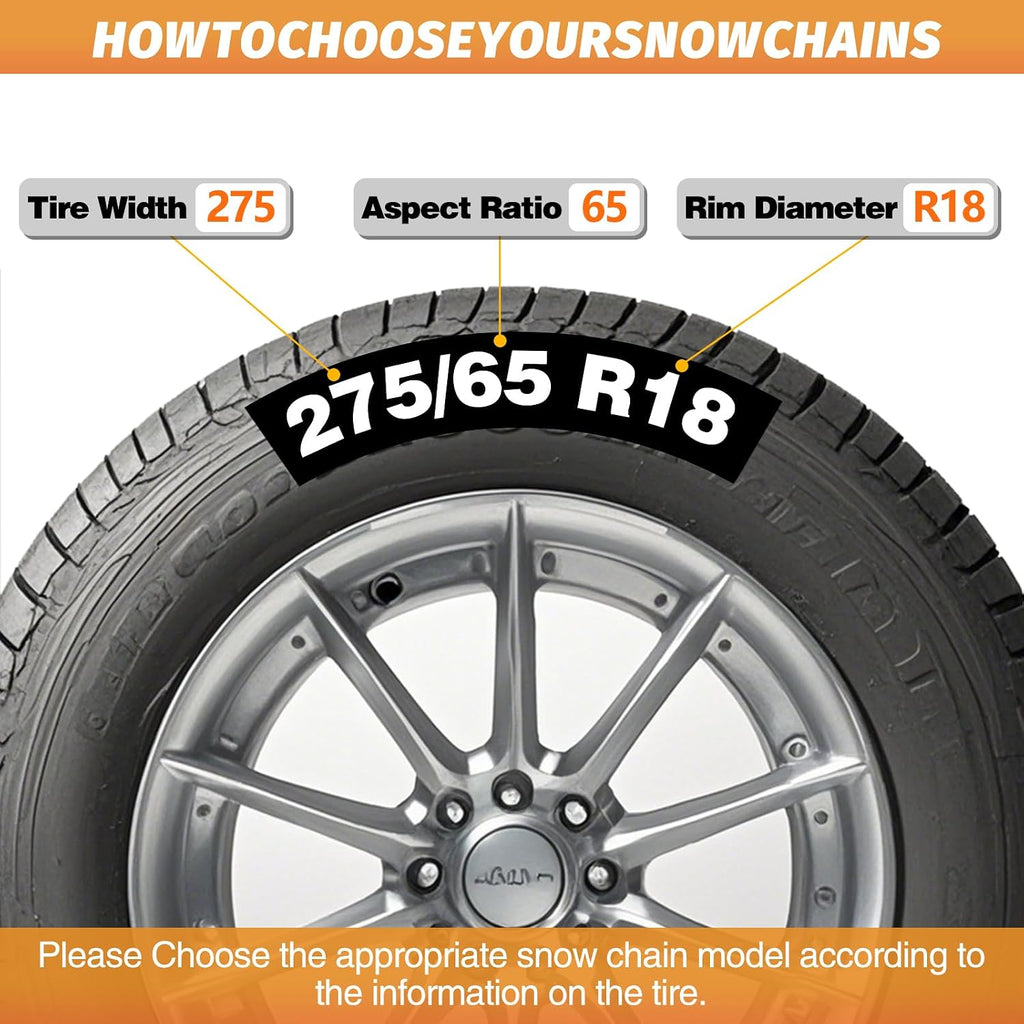 DEDC Auto Lock Snow Tire Chains,50s Quick Easy,Enhanced Manganese Steel Alloy,Endurance Life 650 Mi for Car SUV and Pickup Truck 245 255 265 275 295 315 Set of 2 (LS1619)