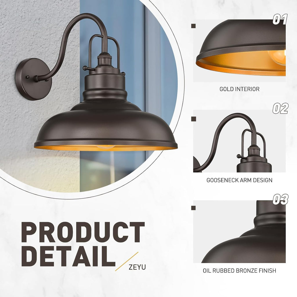 zeyu 18 Inch Barn Light, Farmhouse Outdoor Sconces Wall Lighting, Outdoor Barn Light for Garden Garage, Oil Rubbed Bronze Finish, 016-1BL ORB