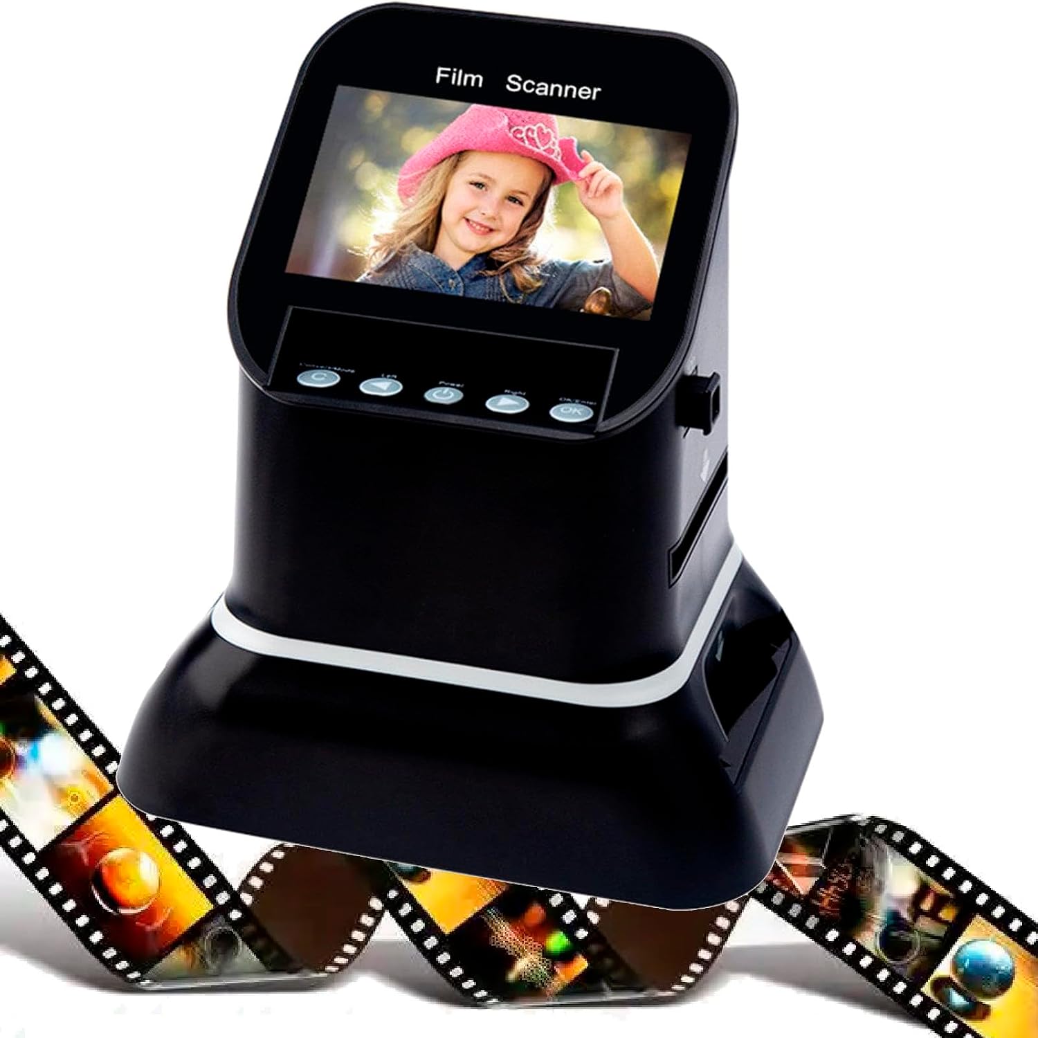 Film Negative Scanner, Slide Scanner, Convert 35mm Film &Slide to Digital JPEG Save into SD Card, with Feeder, Converts to JPG Digital Photos Color
