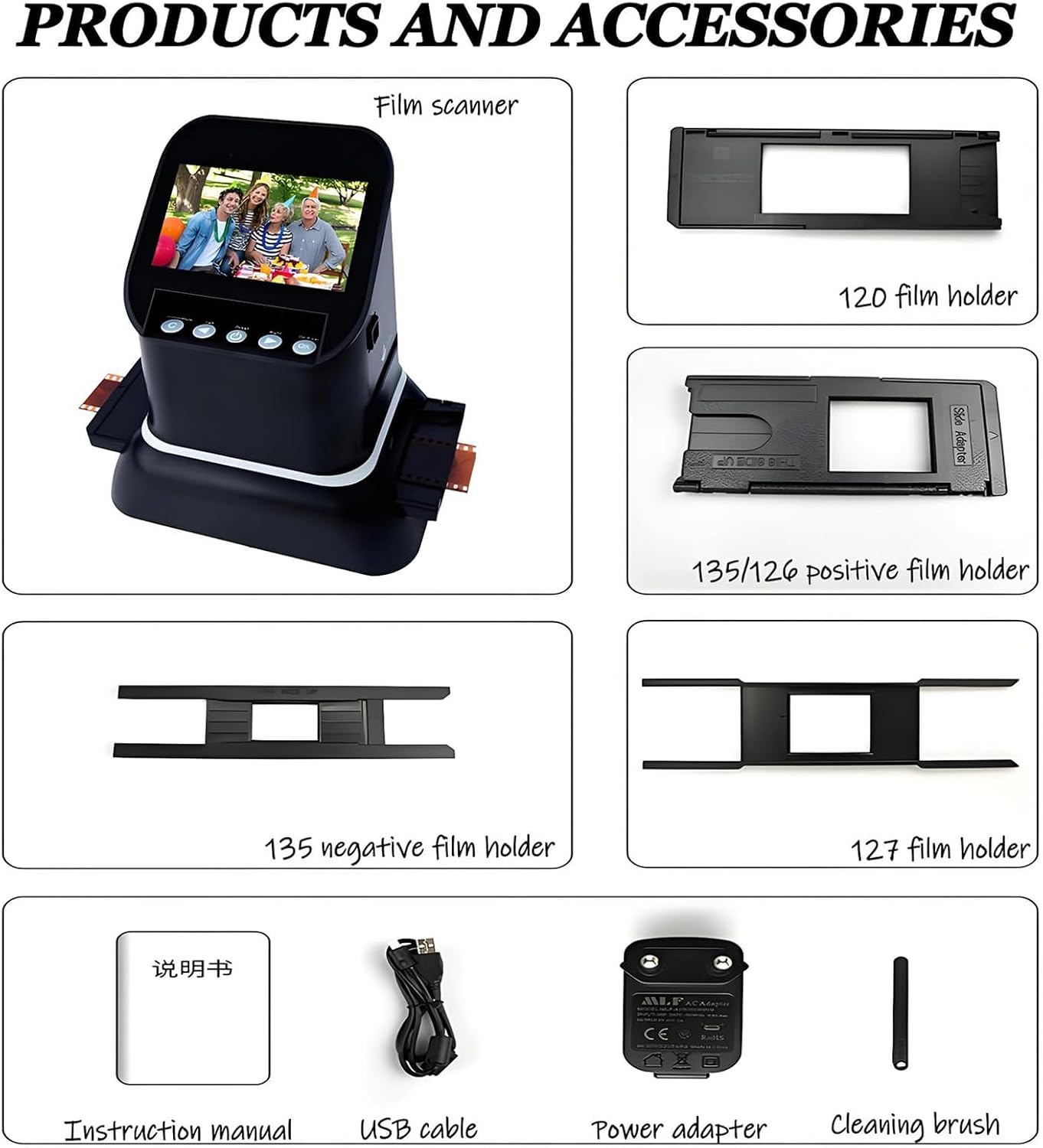 Film Slide Scanner, Negative Viewer, 22 Mega Pixels Scanner Converts 126KPK, 127, 135, 120 Negatives to Digital Photos, Built-in Editing, HDMI Output