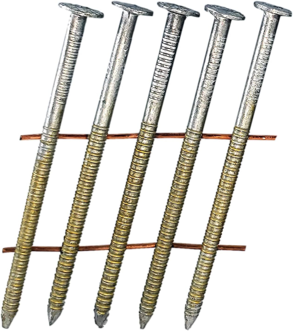 2' x .092 15° Wire Weld Collated Ring Shank Nails - Hot Galvanized - For Siding, Fencing, Roofing, and General Construction - Full Box ~3,000 Nails