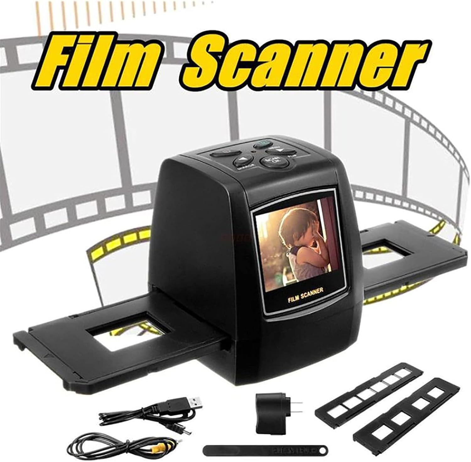 Film and Slide Scanner, Films Digitizer Converter, with 2.36' LCD Screen, Supports USB Output, for Saving 35mm Film Negatives 135mm Slides and Photos Slides to Digital Files