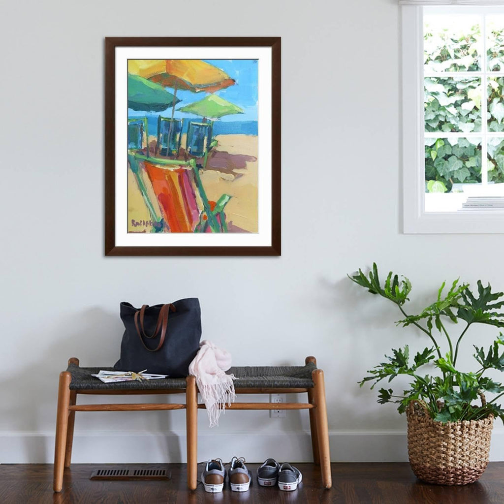 ART.COM Wall Art Print Beach Days on Brown Frame by Page Pearson Railsback, 32' x 40'