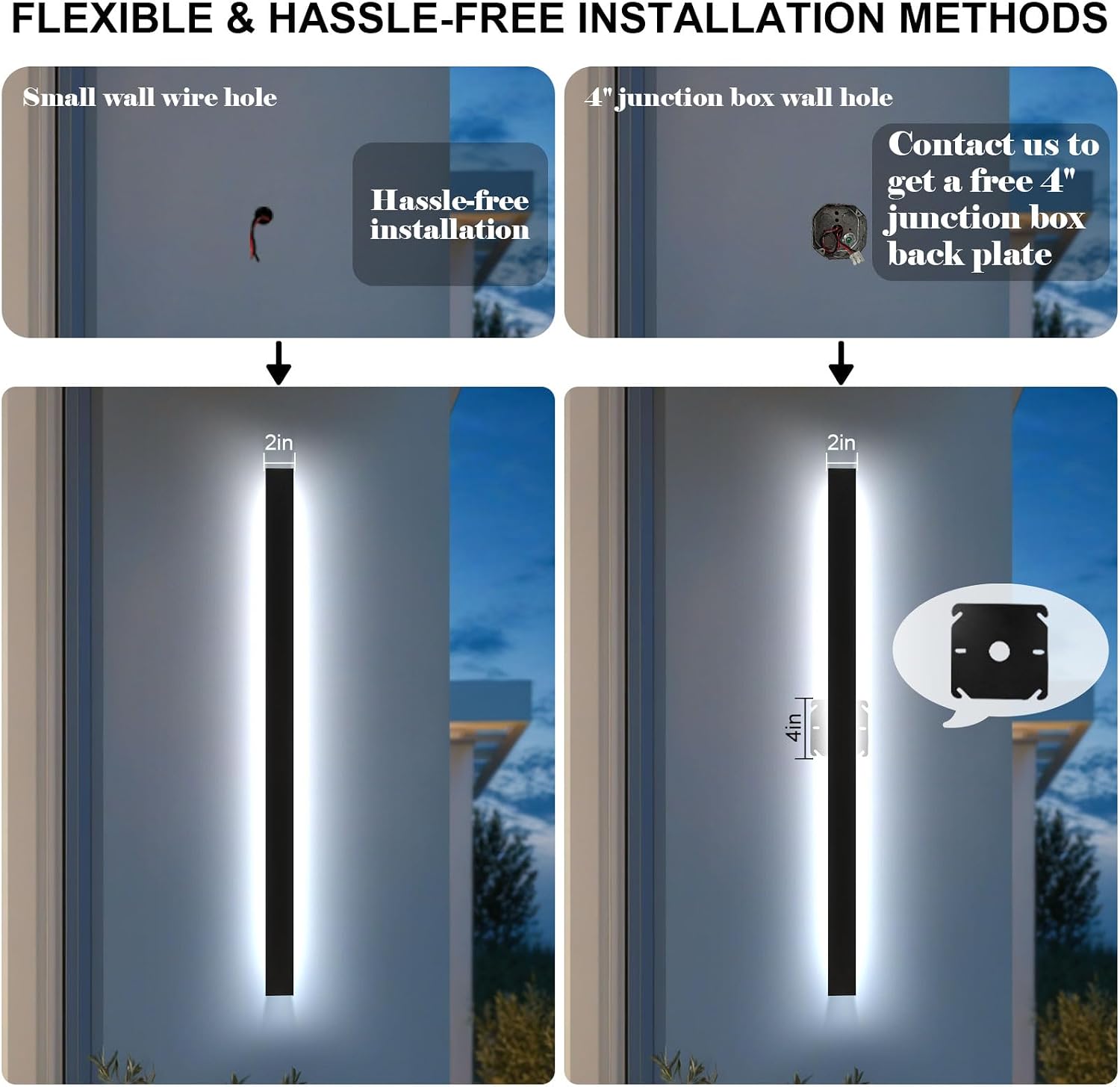 71inch Modern Outdoor Wall Light Dimmable Black Long Wall Sconce IP65 Waterproof Outdoor Exterior Lights for House