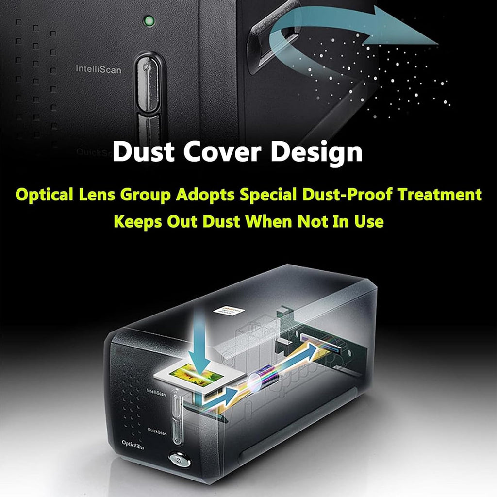 Digital Film Scanner, 35mm Film and Slide Digitizer, with 7200dpi Resolution and 3.6D Dynamic Density, Dust/Scratch Repair and Software Editing, for Office