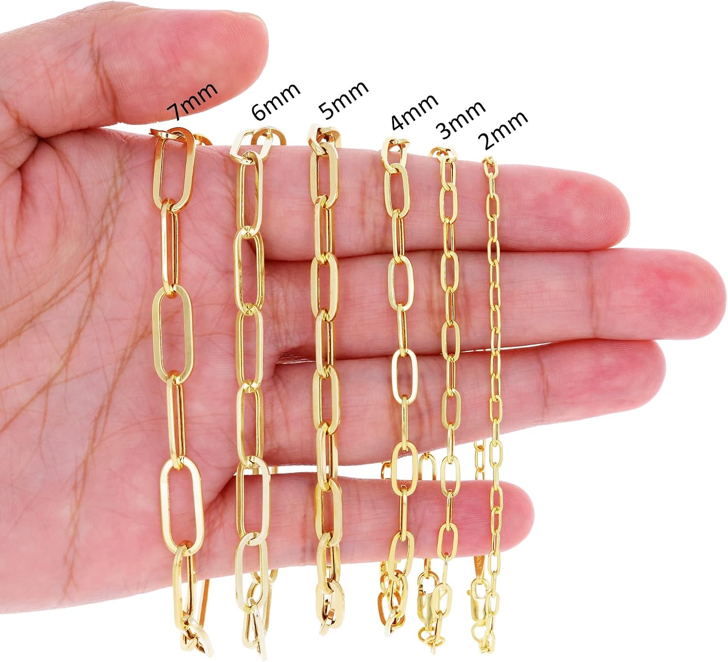Nuragold 10k Real Yellow Gold Paperclip 2mm Elongated Cable Link Necklace (16'-24') Dainty Italian Jewelry for Men & Women