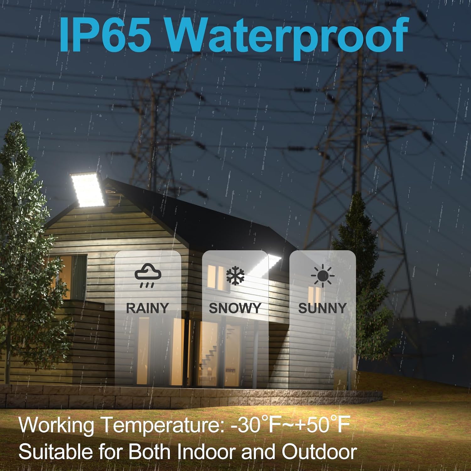Upgrade 300W Outdoor Flood Lights AC100-277V LED Stadium Lights 45000Lm (1200W Eqv.) LED Flood Lights with 2 Modules, IP65 Waterproof Area Lighting with Adjustable U Bracket-4Pack