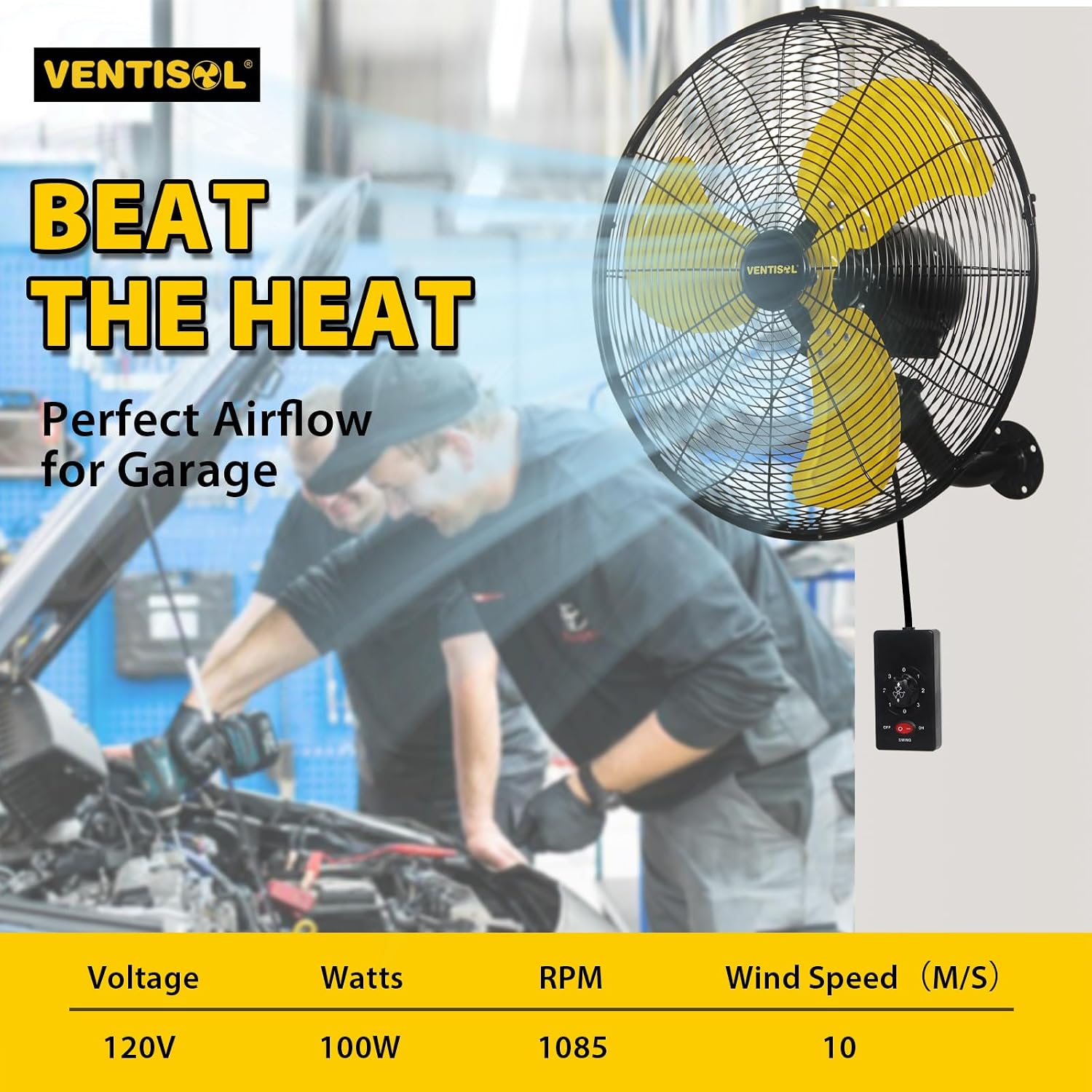 VENTISOL 18 Inch Wall Mount Fan Oscillating, 4,200 CFM High Velocity Industrial Wall Fan for Indoor, Commercial, Residential, Warehouse, Greenhouse, Workshop, Basement