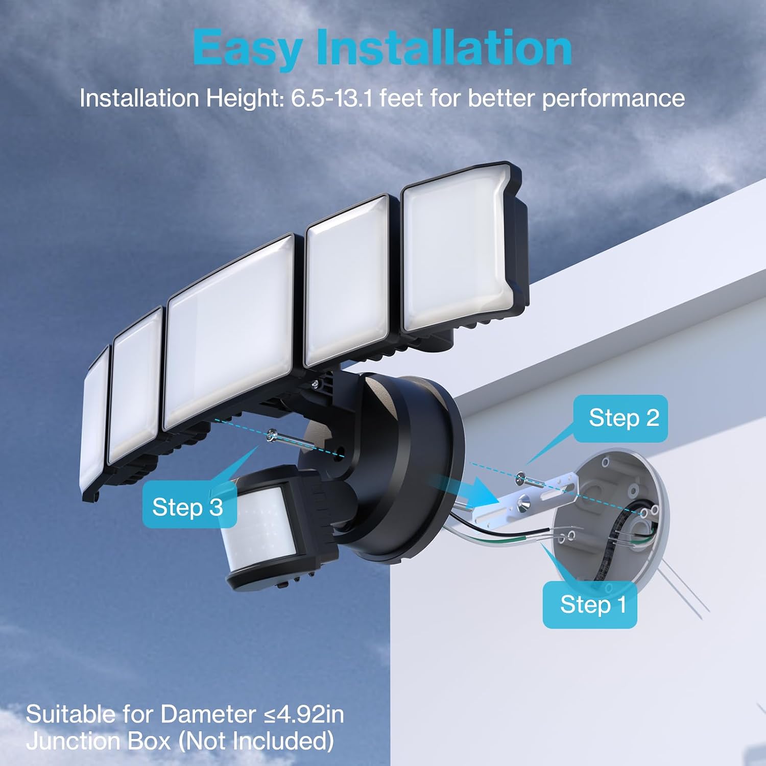 Olafus 130W Motion Sensor Outdoor Lights, 13000LM 2 Pack Motion Sensor Flood Light, Dusk to Dawn Outdoor Lighting, IP65 Waterproof Motion Detector Lights for Outside, Black