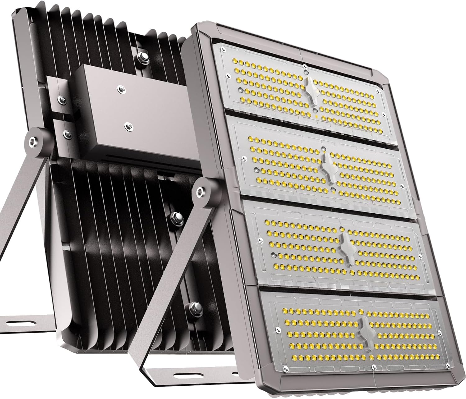 Upgrade 500W LED Flood Light Outdoor 75000Lm Led Stadium Light with Adjustable Bracket, IP65 AC100-277V Commercial Area Lighting with Plug for Backyard/Basketball Court-2Pack