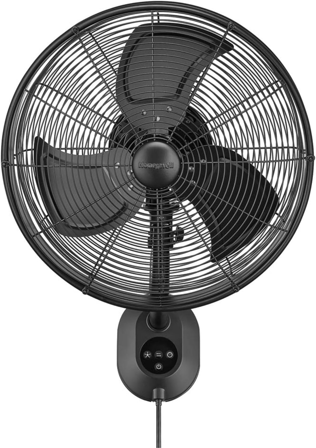 Honeywell Wall Fan, Oscillating Outdoor Wet-Rated Cooling Unit with Remote, Matte Black - Powerful Airflow for Patios, Garages, or Workshops